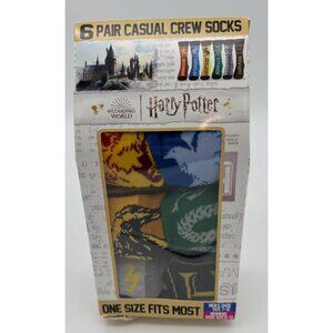 Harry Potter Casual Crew Socks 6 Pair Adult One Size Fits Most Brand New Sealed